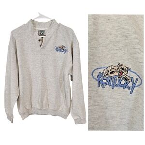 Kentucky UK Wildcats Logo Henley Pullover Sweater Sweatshirt Vintage